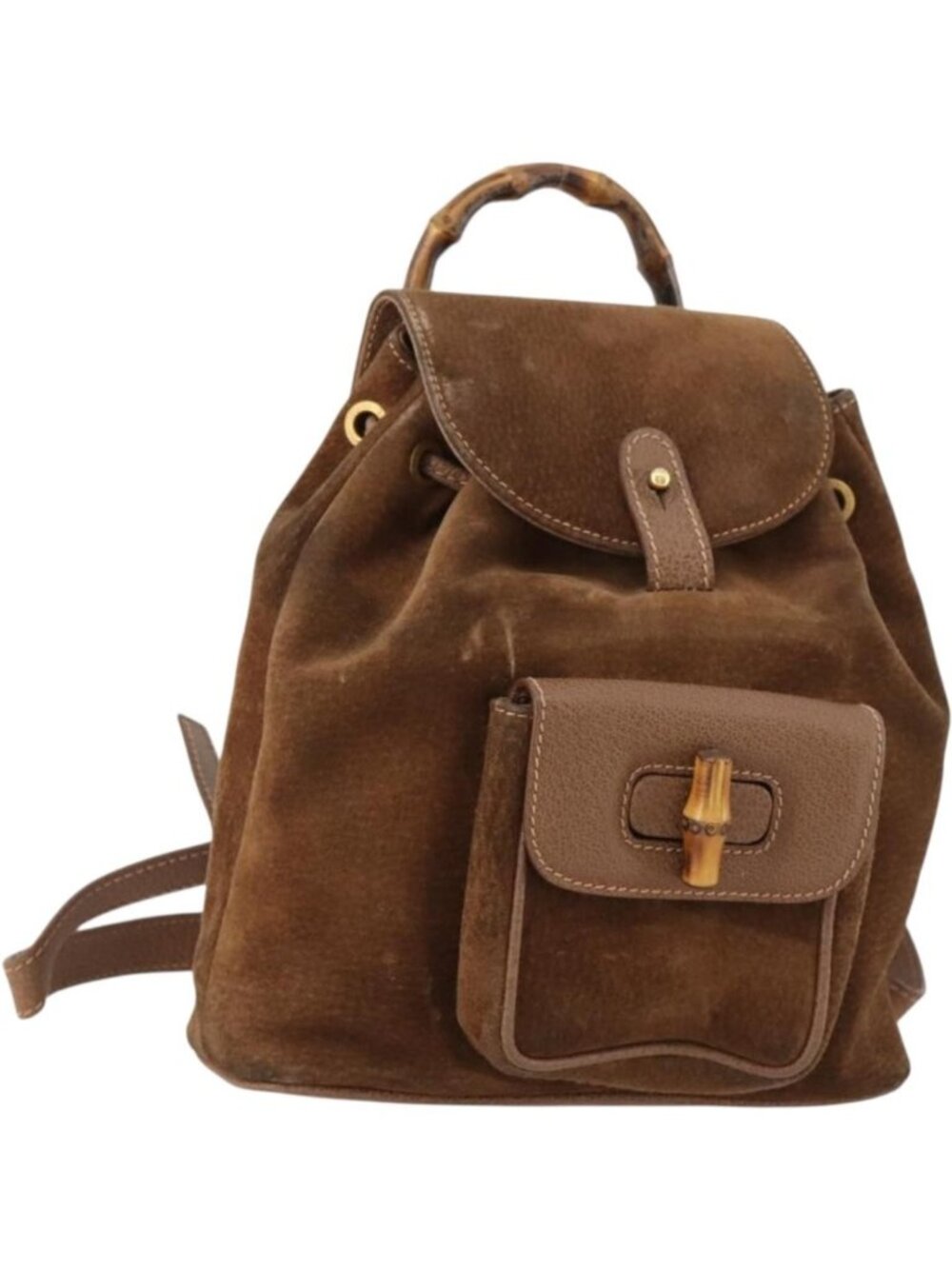 GUCCI Bamboo Backpack Suede Brown Gold 003 2852 0030 0